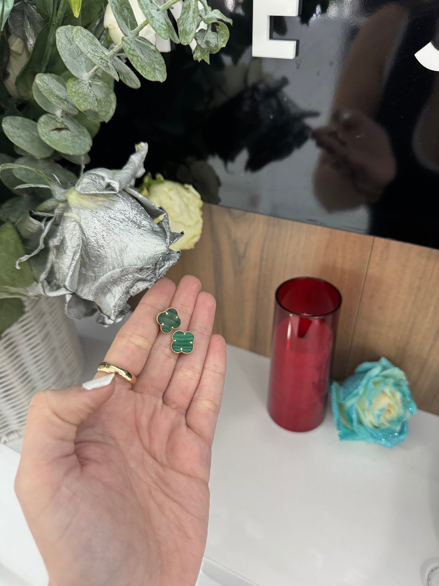 10K Green Earring