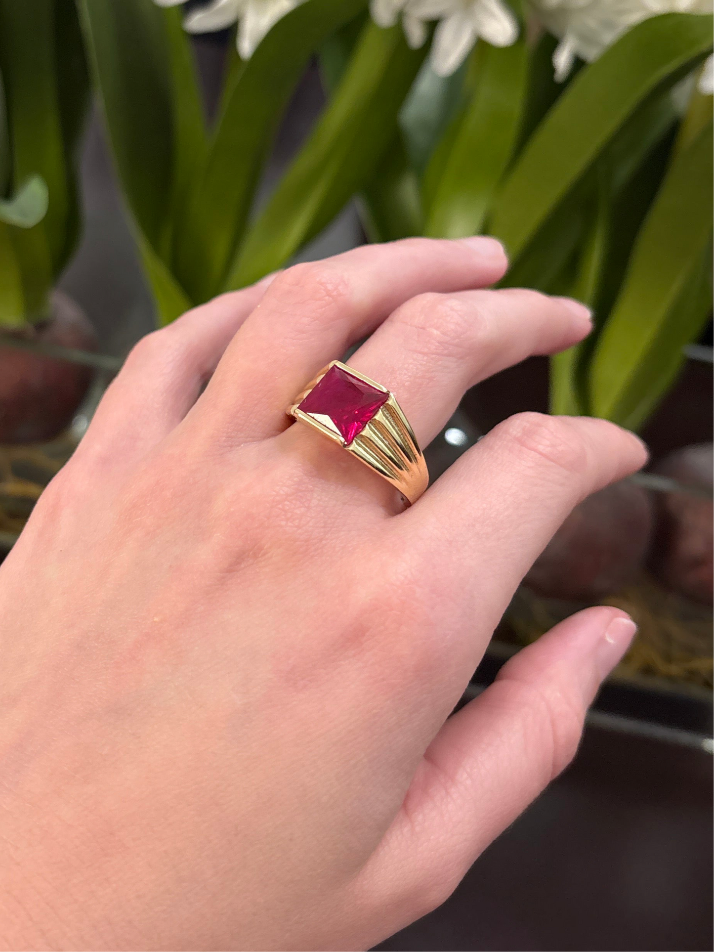14K Red Stone Ring