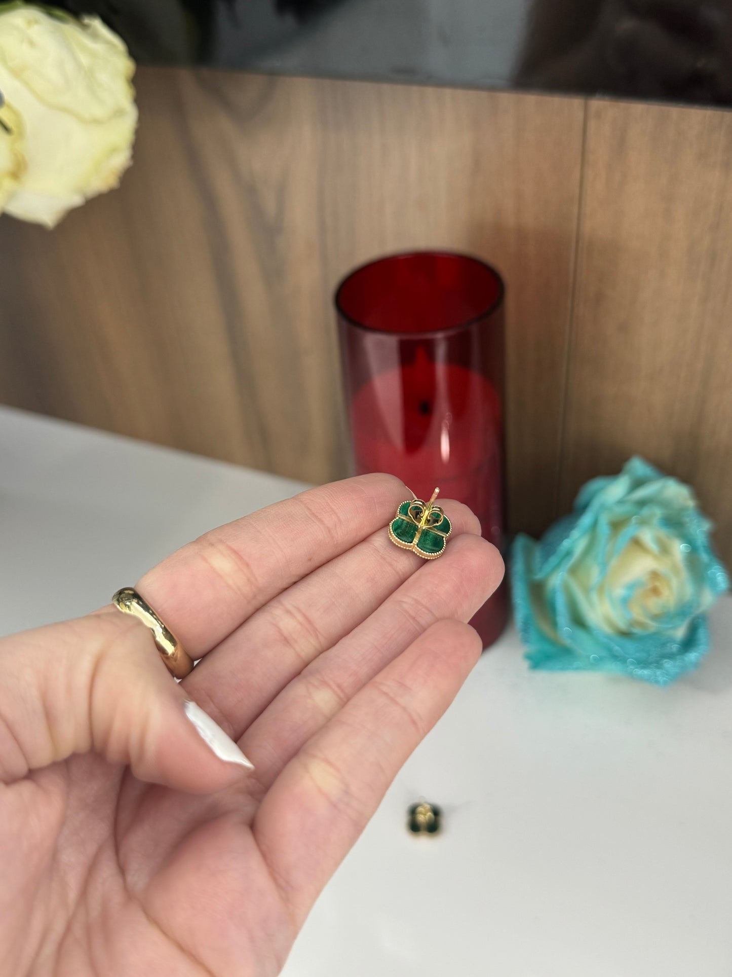 10K Green Earring