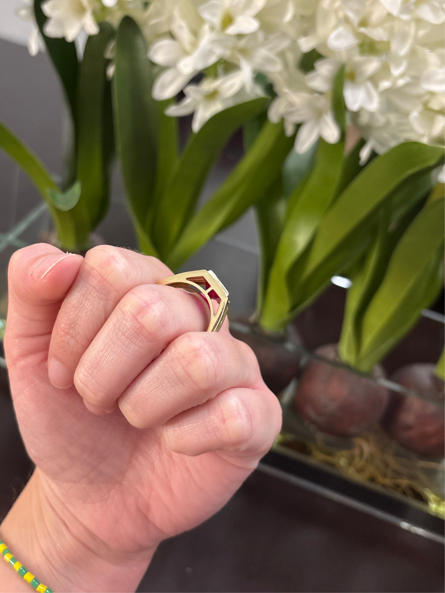 14K Red Stone Ring