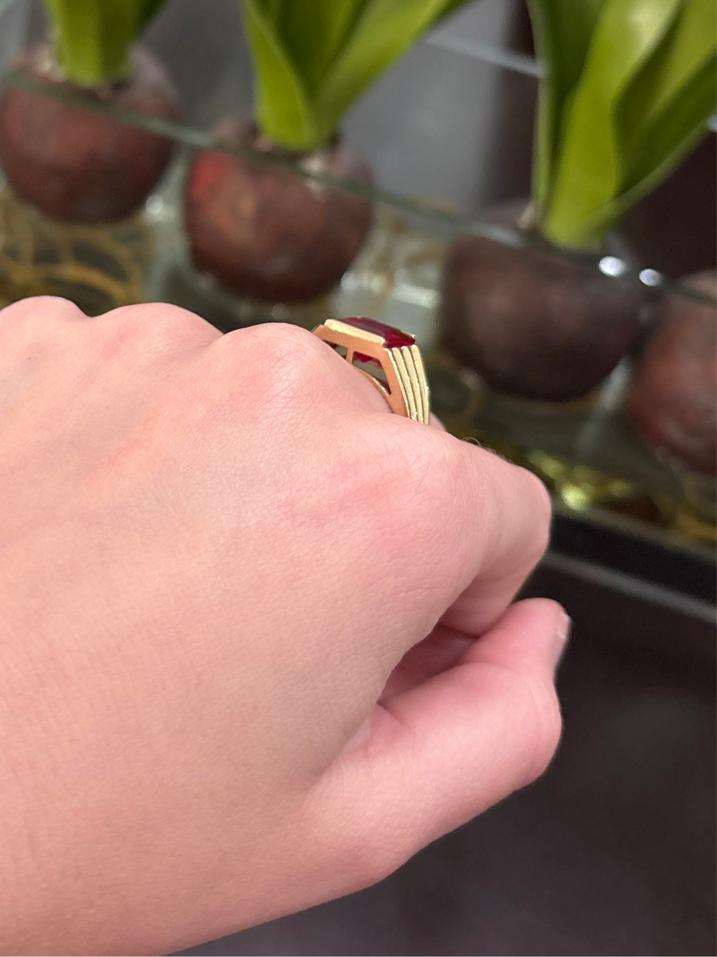 14K Red Stone Ring