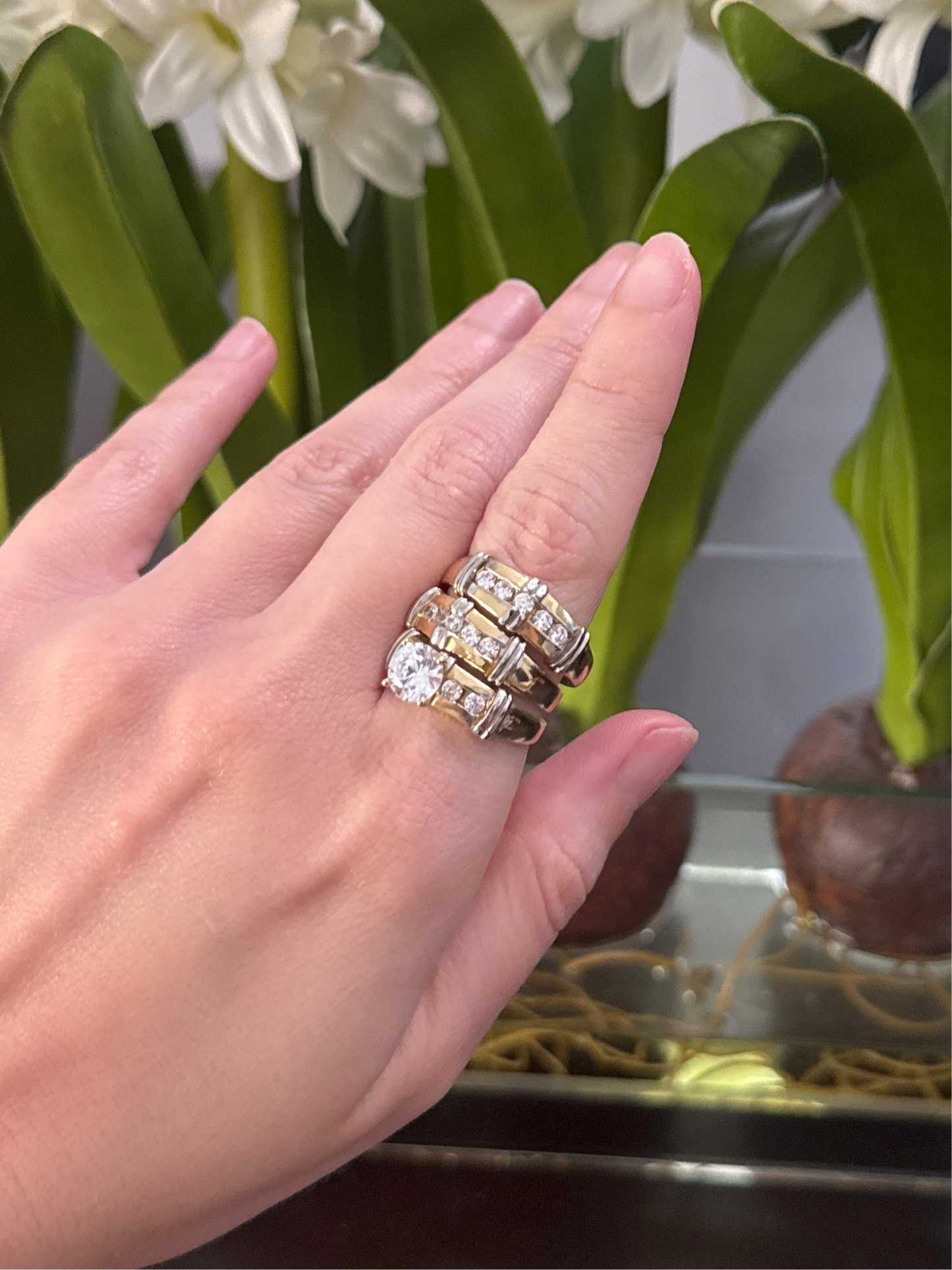 14K Trio Engagement Rings