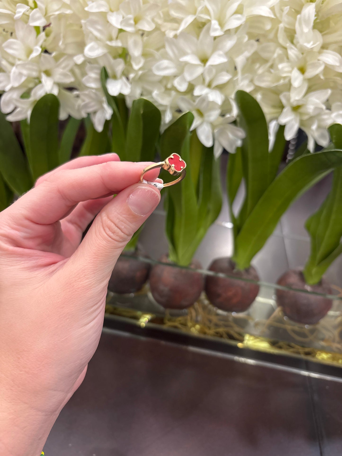 14K Red Flower Ring