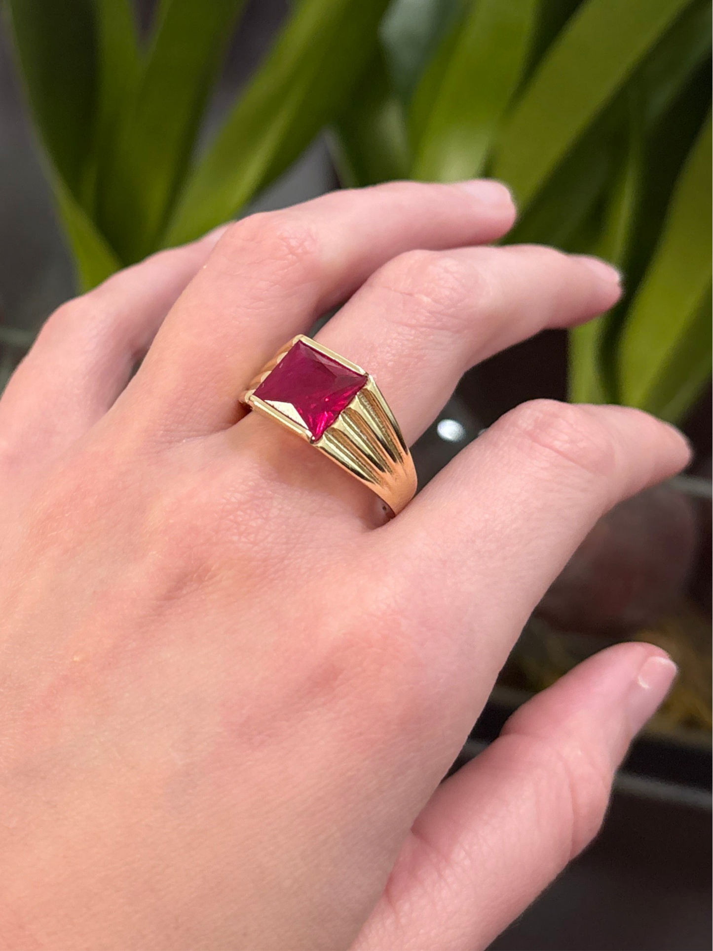 14K Red Stone Ring