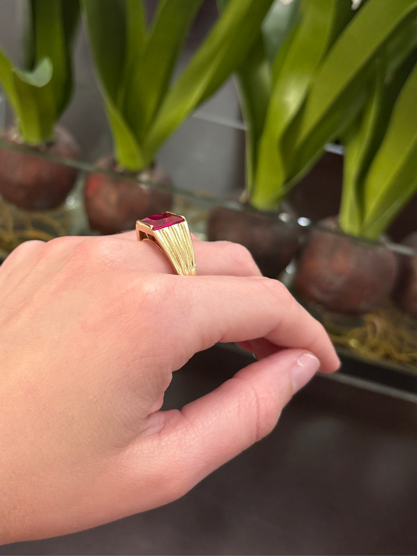 14K Red Stone Ring