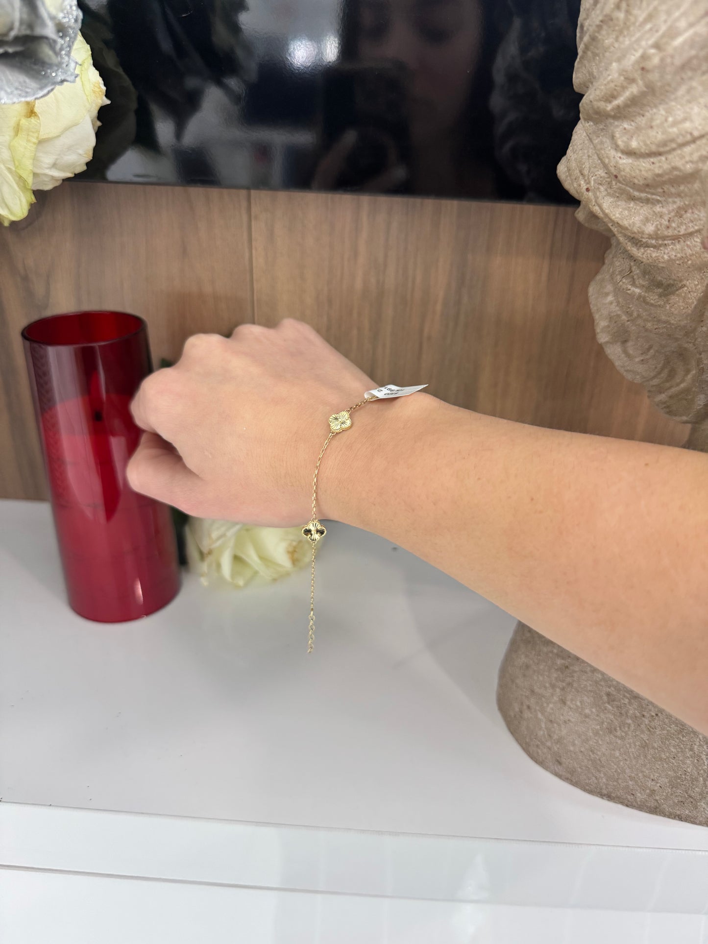 10K 3 Flower Bracelet