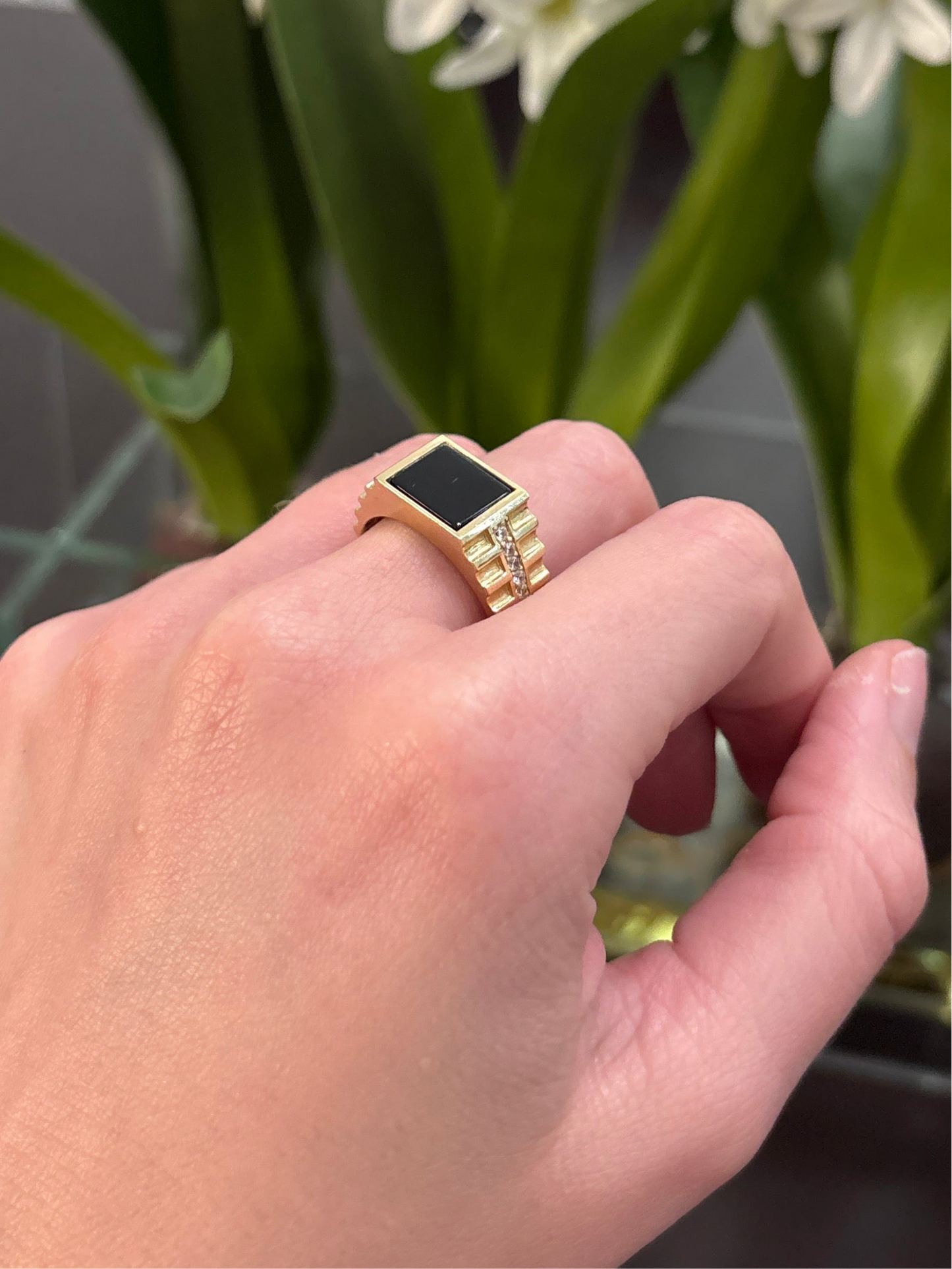 14K Black Stone Ring