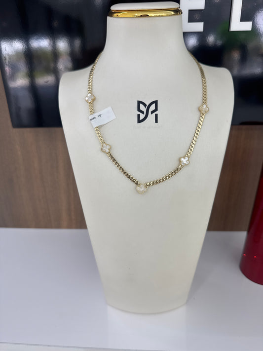 10K 5 White Flower  Monaco Chain