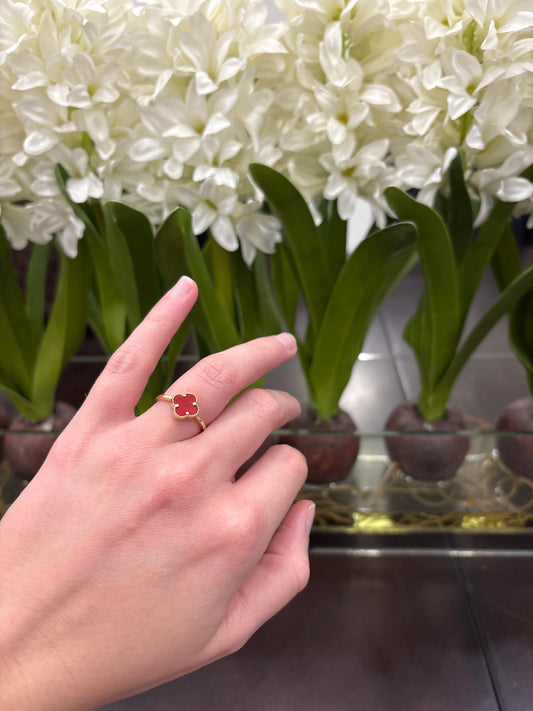 14K Red Flower Ring