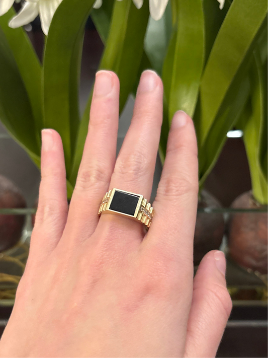 14K Black Stone Ring