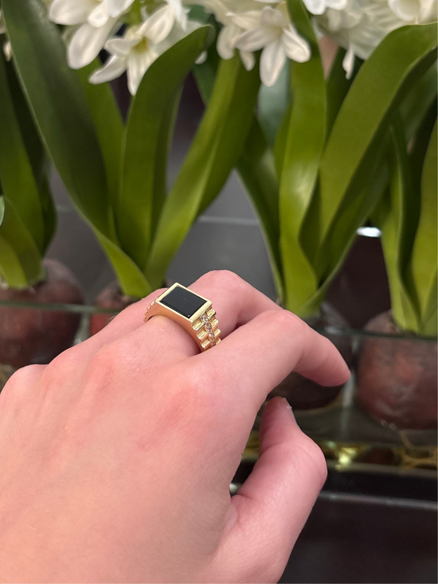 14K Black Stone Ring