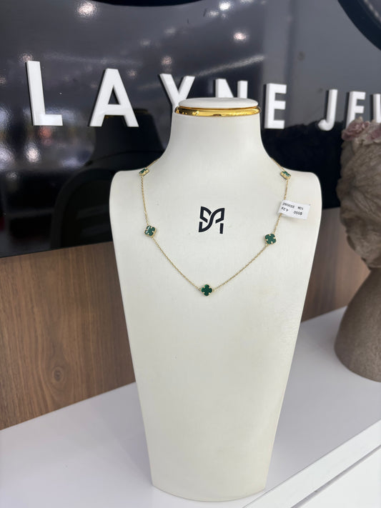 10karat 5 green Flower Chain
