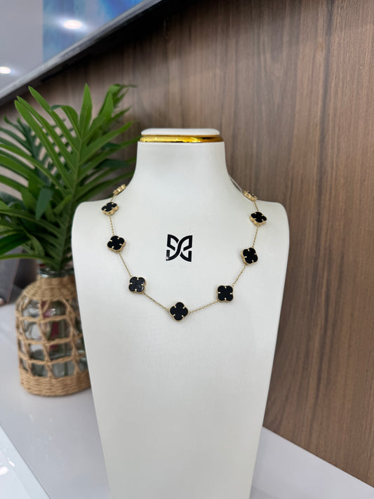 14K Black and Golden Flower Necklace