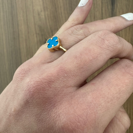 14K Blue Flower Ring