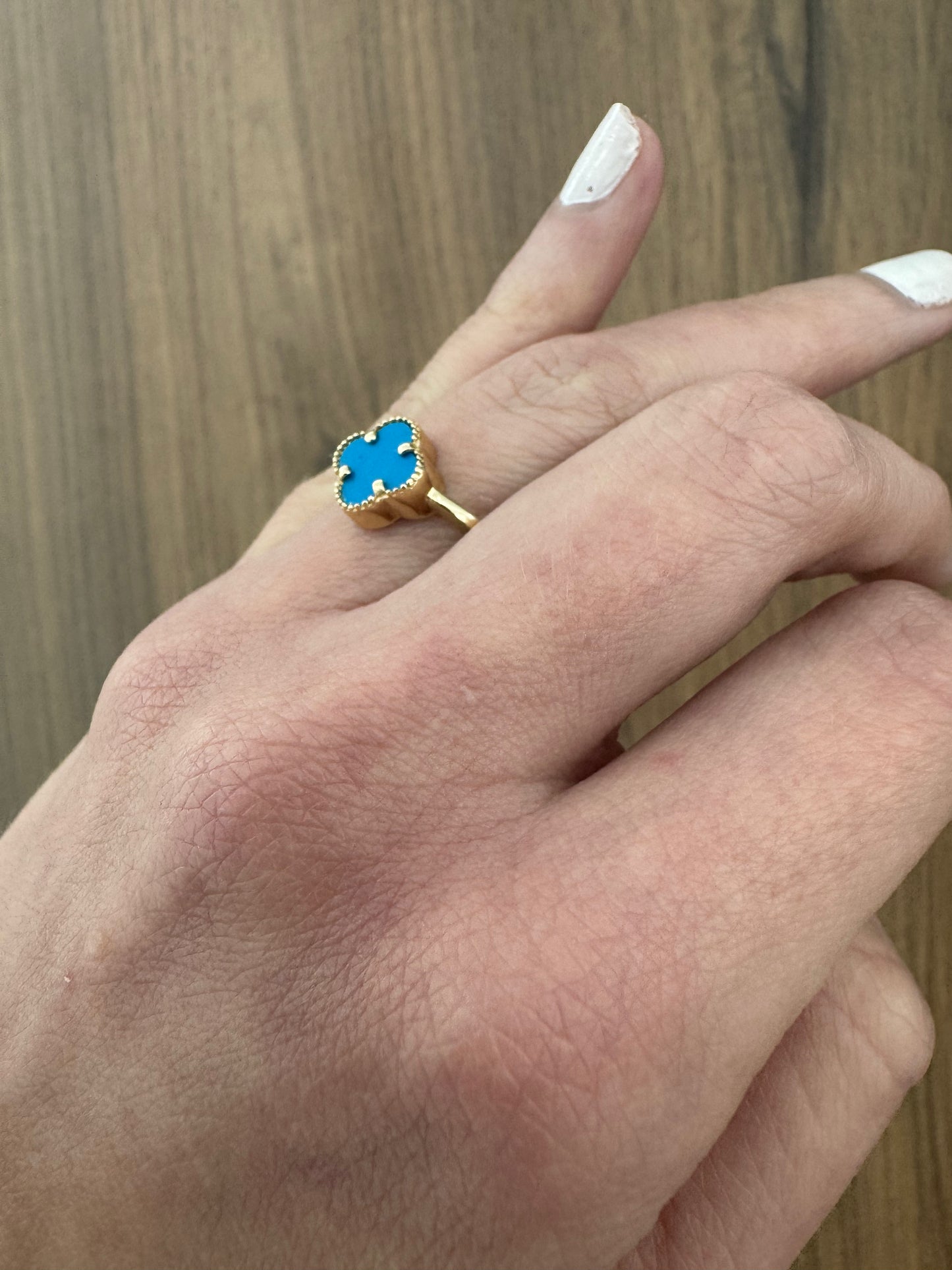 14K Blue Flower Ring