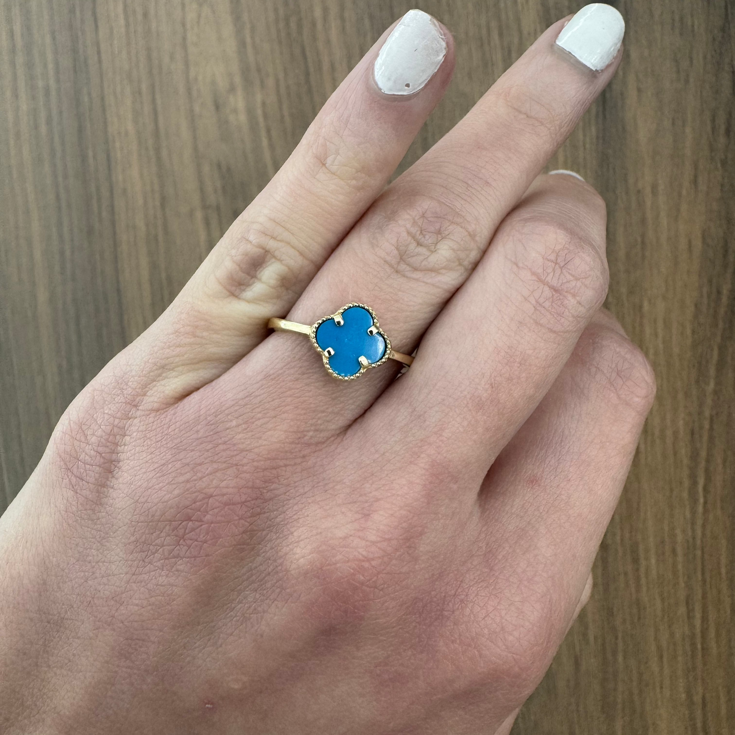 14K Blue Flower Ring